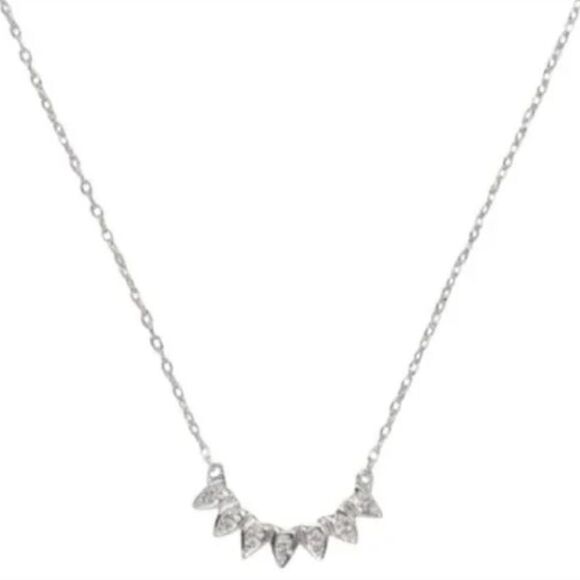 stella &βdot ~ dainty aurora necklace silver ~ delicate petals & rhinestones - Picture 3 of 4